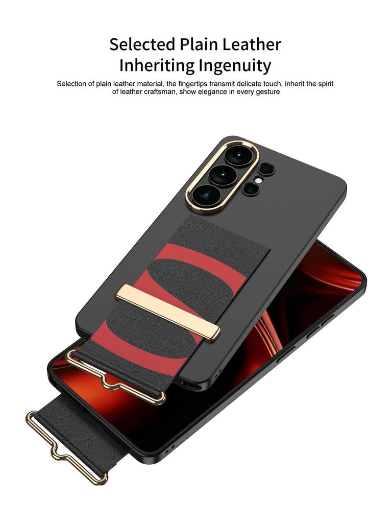 Samsung S26 Ultra-Thin Drop-Proof Wrist Strap Case: Fashionable, Solid Color, Fine Hole Design