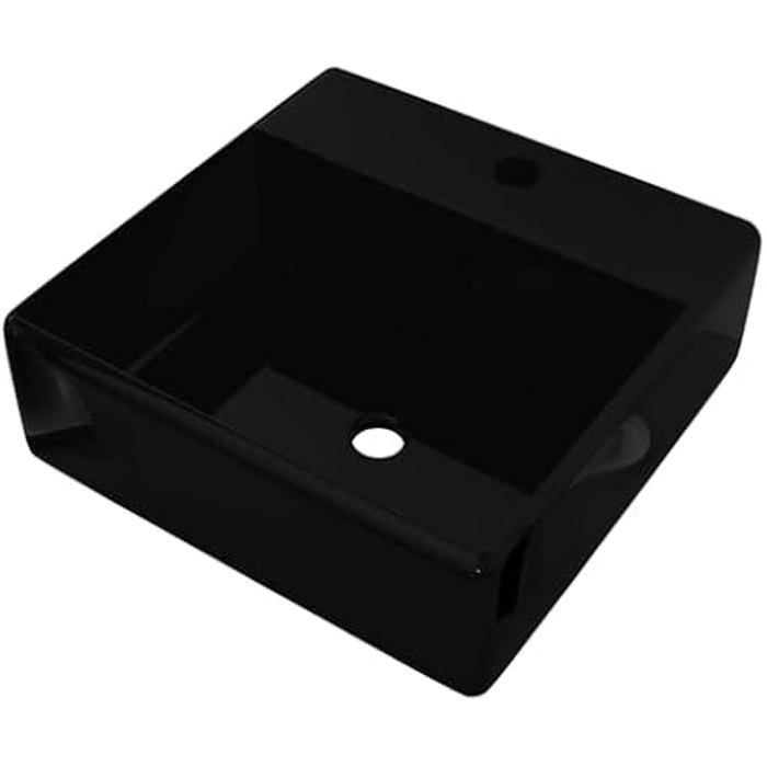 Vasque de lavabo - VIDAXL - Carré - Céramique - Finition haute brillance - Noir