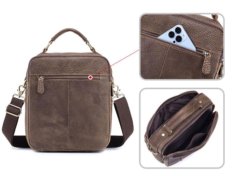 Lion Leiden Vintage Genuine Cowhide Leather Crossbody Shoulder Bag for Men