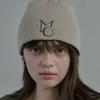 Moire Chicken MO Logo Knit Beanie-Beige