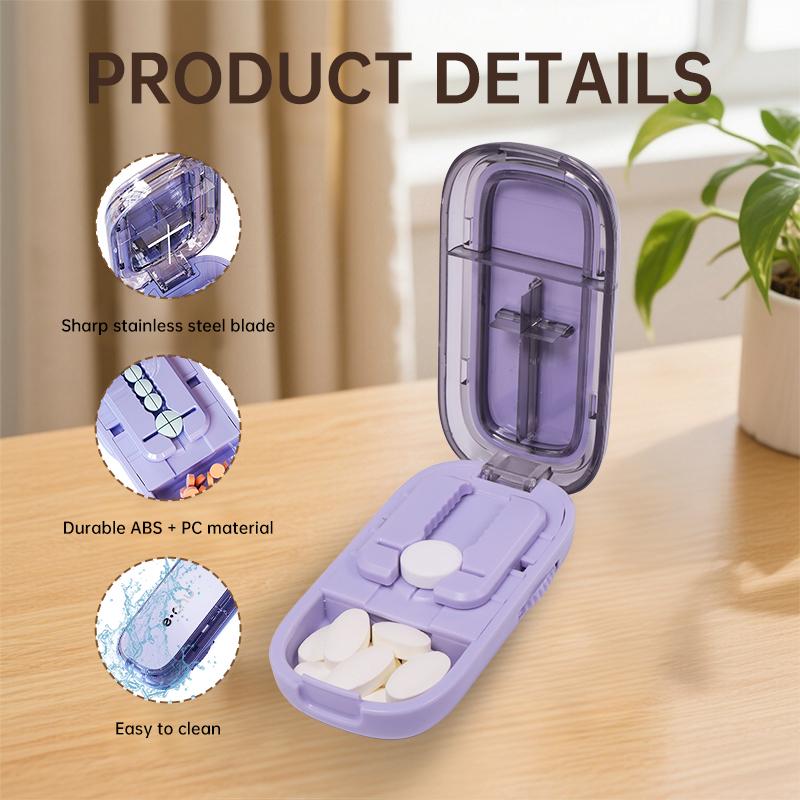 Pill Cutter With Invisible Storage Box Portable 2 In 1 Mini Drug Tablet Medicine Small Small Medicine Box Health Care Pills Case