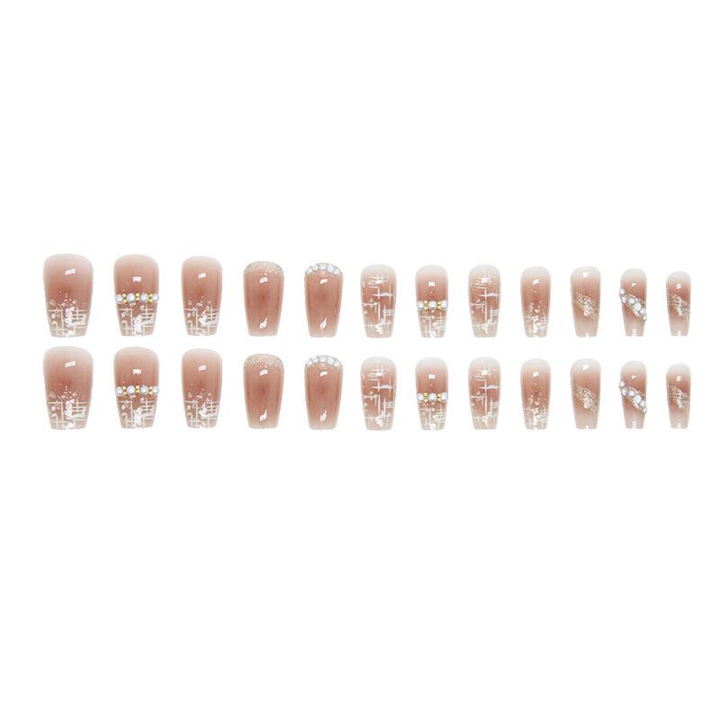 Pure & Gentle Small Fragrance Style Nude Champagne Pearl False French Nail Art Stickers