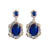 Silver Needle French Court Style Blue Flower Zircon Earrings Light Luxury High-end Stud Earrings Exquisite Niche Earrings