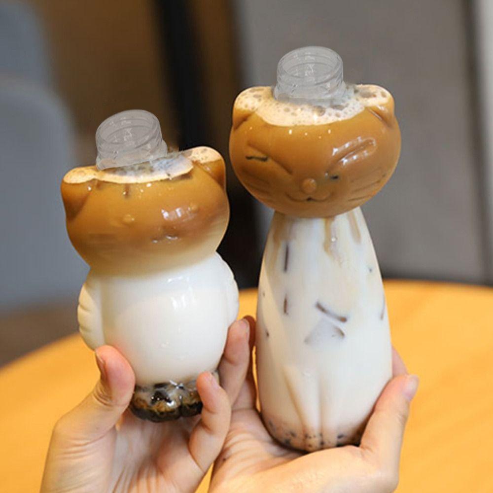 Transparent Juice Bottles PET Cold Drink Bottle Thickened Water Bottles  for Milk Tea Coffee Juice