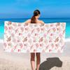 Pink Bow 2D Flat Printed Peach Skin Beach Towel Kawaii Fruit Bath Towel Summer Seaside Vacation Sand Free Travel Blanket Mat
