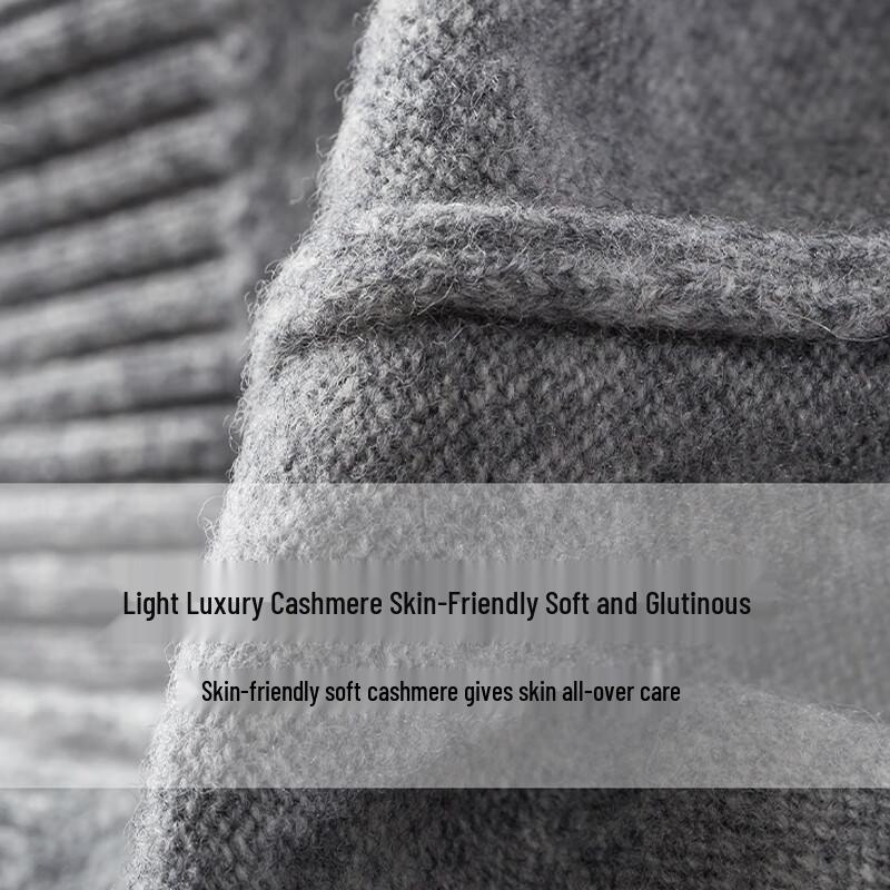 Hengyuanxiang Men's Mock Neck Cashmere Pullover Sweater