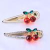 Female Women Hair Accessories Cherry Duckbill Clip Korean Style Hair Clip Rhinestone  Barrettes