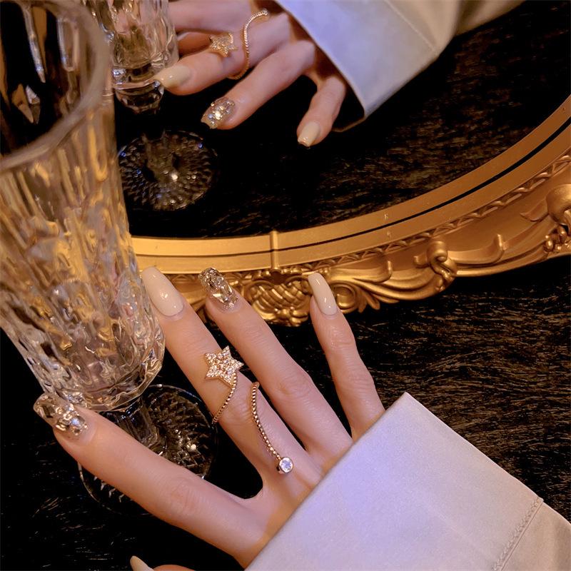 Elegant Star & Moon Open Ring - Chic, Unique, High-End Design for Women