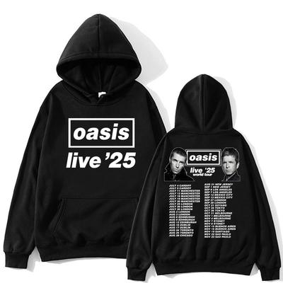 Rock Band O-Oasis Live 25 Tour 2025 Hoodie Män Kvinnor Gotisk Hip Hop Vintage Långärmad Lös Fleece Sweatshirt Streetwear Manlig