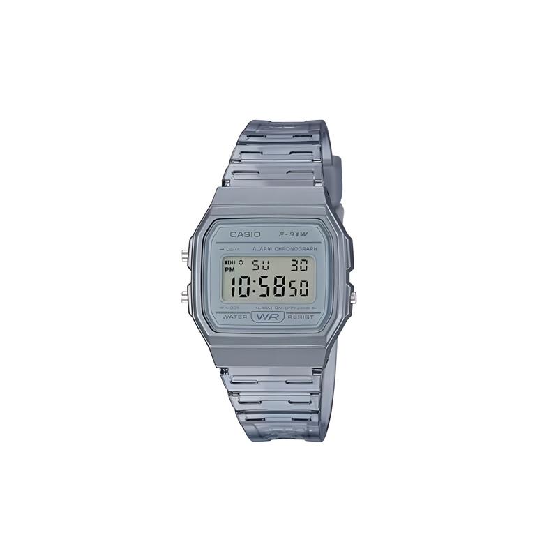 CASIO Customized watch modified series purple mirror gray resin case waterproof 200 meters F-91WS-8 modified-entropy F-91WS-BaiSeBiaoPanZiSeBiaoJing