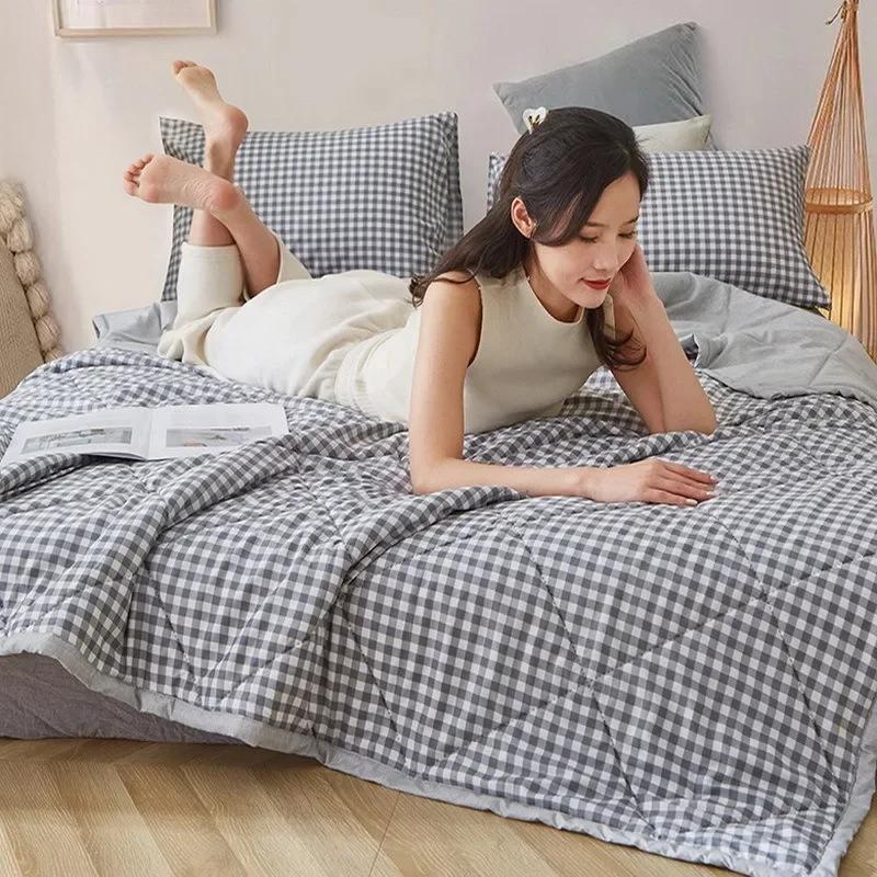 2024 Summer Cotton Quilts Thin Air-conditioning Comforter Soft Breathable Office Nap Blanket Quilted Bed Covers and Bedspreads