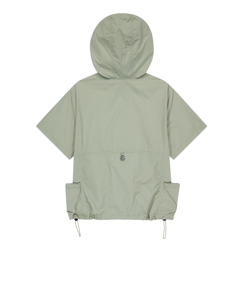 Nylon Anorak Crop Hoodie - Light Khaki