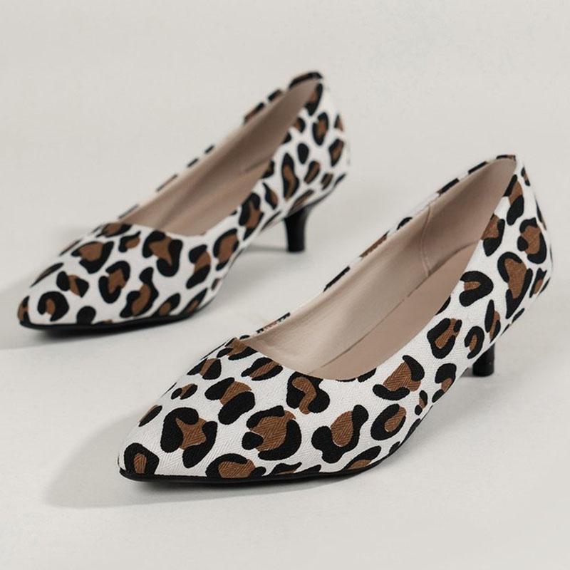

Весна-лето. Женские туфли на высоком каблуке с леопардовым принтом. Сексуальные туфли на шпильках с острым носком. Удобная женская рабочая обувь на среднем каблуке высотой 5 см. 35