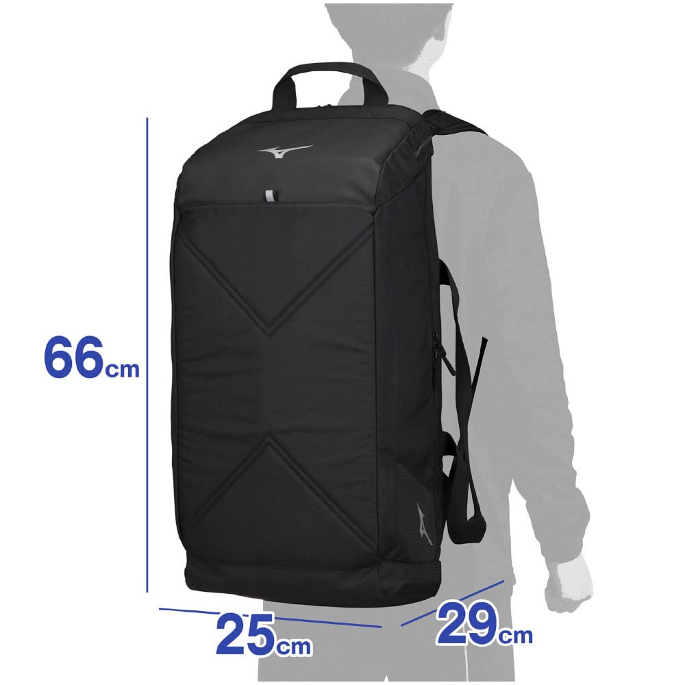 Mizuno Boston Bag, Team 3-Way Bag, 50L, Large Capacity, Unisex, for Sports, Club Activities, and School, Reflective, Black, 33JB3106
