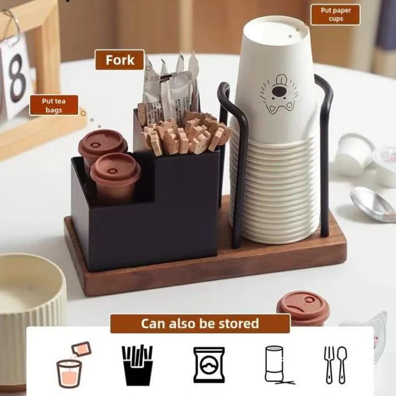 Organizator Stație Cafea Nuc Suport pentru Pahare de Hârtie Condimente Cafea Pliculețe Ceai Zahăr Raft Depozitare pentru Casă Bucătărie Birou