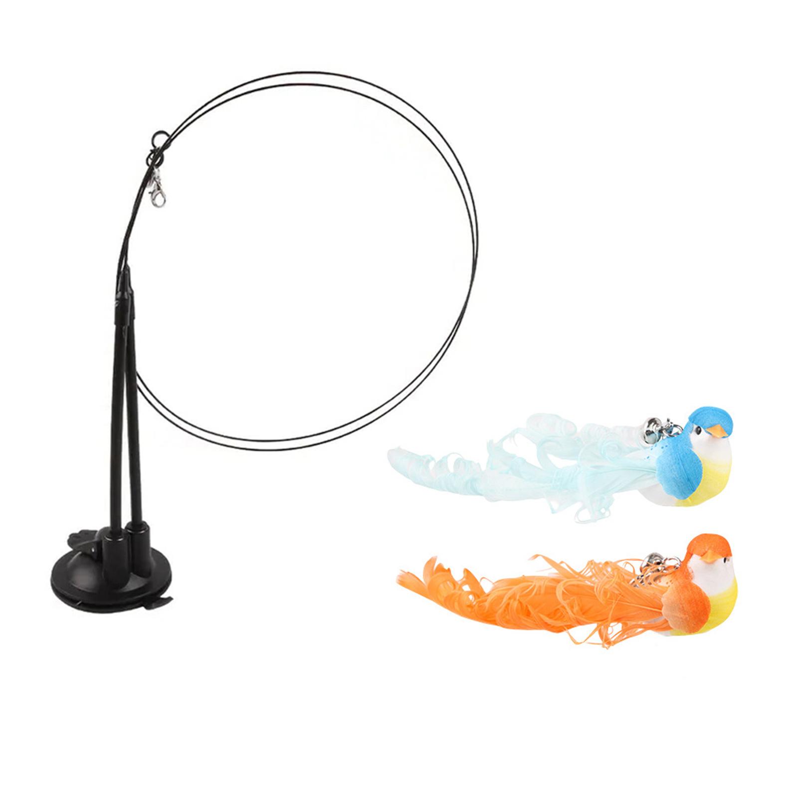 

Interactive Feathered Cats Toy Teaser Wand Set With Rotating Birds Design And Suction Cup Base For Indoor Playtimes C