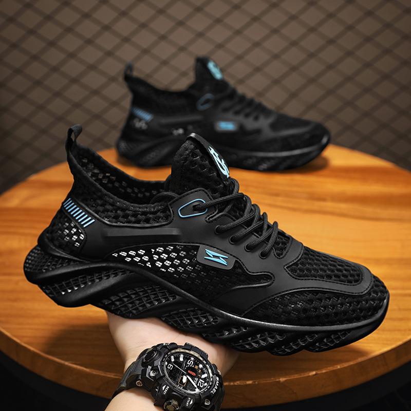 Men's Shoes 2025 Summer New Men's Hollow Breathable Deodorant Casual Mesh Shoes Soft Sole Shock-absorbing and Wear-resistant Sports Shoes