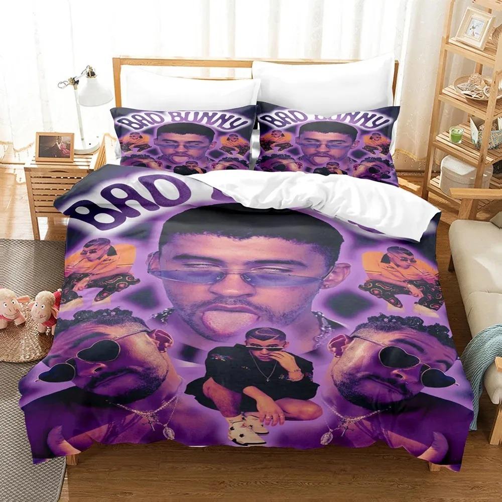 Bad Bunny Un Verano Sin Ti Bettbezug-Set Mode Leinwandbild Bettwäsche-Set, für Erwachsene Jugendliche Full Queen Size Bettdeckenbezug-Sets