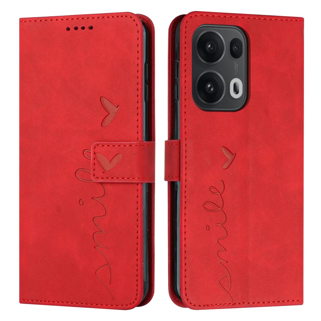 For Oppo Reno13 Pro 5G Case Viewing Stand PU Leather Phone Cover Imprinted Heart Pattern