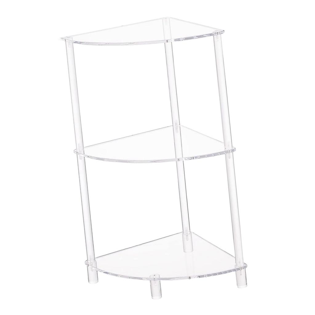 Elegant Acrylic Corner Storage Table with Three Levels for Books and Decoration Living Room Space Saving Designs