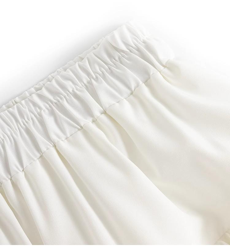 Women's White Ruffle Puff Cake Dress - Ballet Style, High Waist, Petite A-Line Midi Skirt