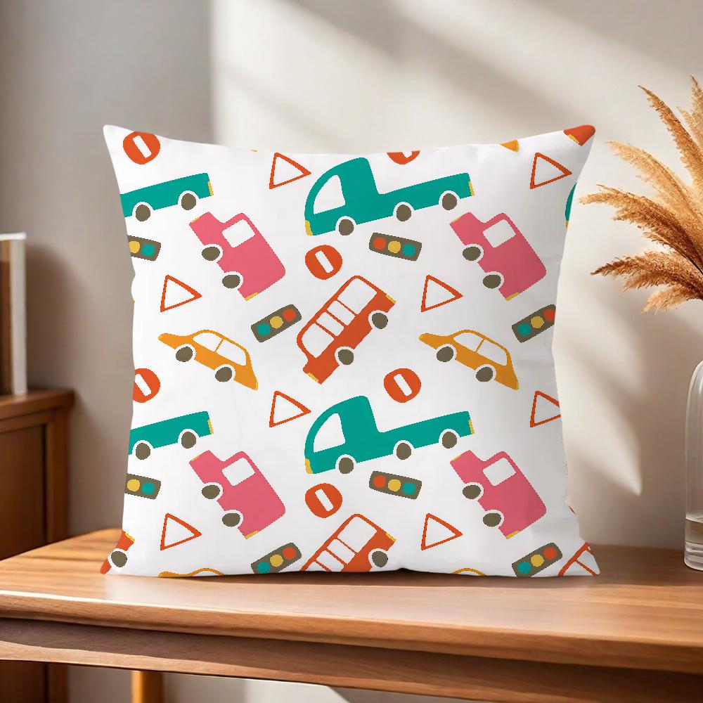 ART Transportation Cars Truck Boat Racing Soft Pillow Case for Sofa Living Room Home Office Decor Protective Covers Without