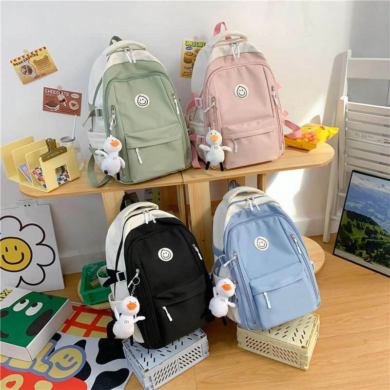 Summer New Solid Color Large Capacity Backpack Street Trend Student Fresh Outdoor Double Shoulder Backpack
