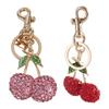 Simple Rhinestones Cherries Charm Keychains Fashion Hanging Ornament Pendant Car Keyring Backpack Decoration Bag Charm