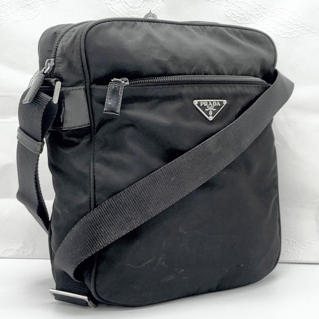 

PRADA Tessuto Nylon Leather Sacoche Shoulder Bag Messenger Crossbody Triangle Logo Plate White Tag Strap Women s Men s Unisex