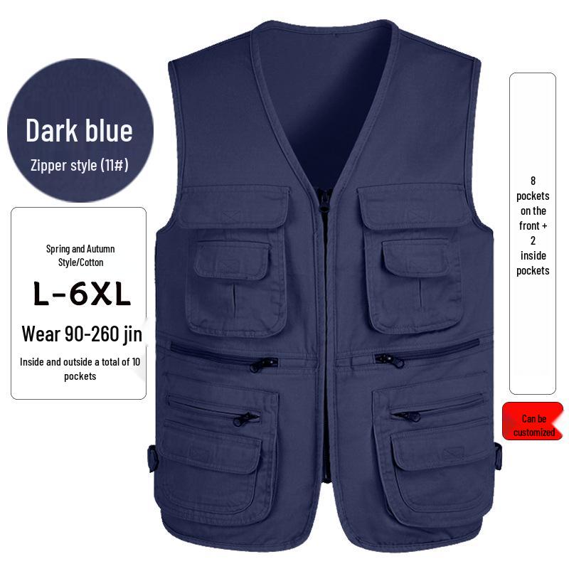 Gilet da arrampicata e fotografia multitasche da uomo taglie forti 10XL (Primavera Autunno)