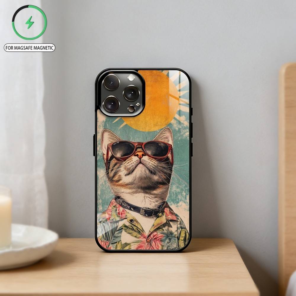 C- Cat Pet Phone Case For iPhone 17 16 15 14 13 12 Pro Max Plus for Mirror Wireless Magnetic Cover