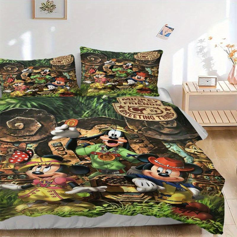 

3pcs Mickey s Expedition Bedding Set - Includes 1 Quilt Cover and 2 Pillowcases, Comfortable Bedding with Stylish Design for Bedroom, Machine Was 135x200cm
