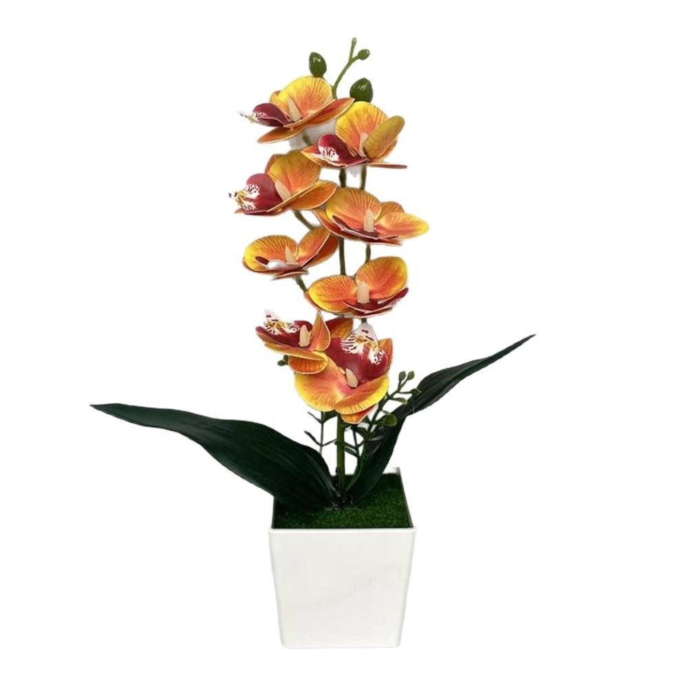 Mehrblütige Künstliche Orchidee Topfpflanzen Phalaenopsis Bonsai Wohnzimmer Ornamente