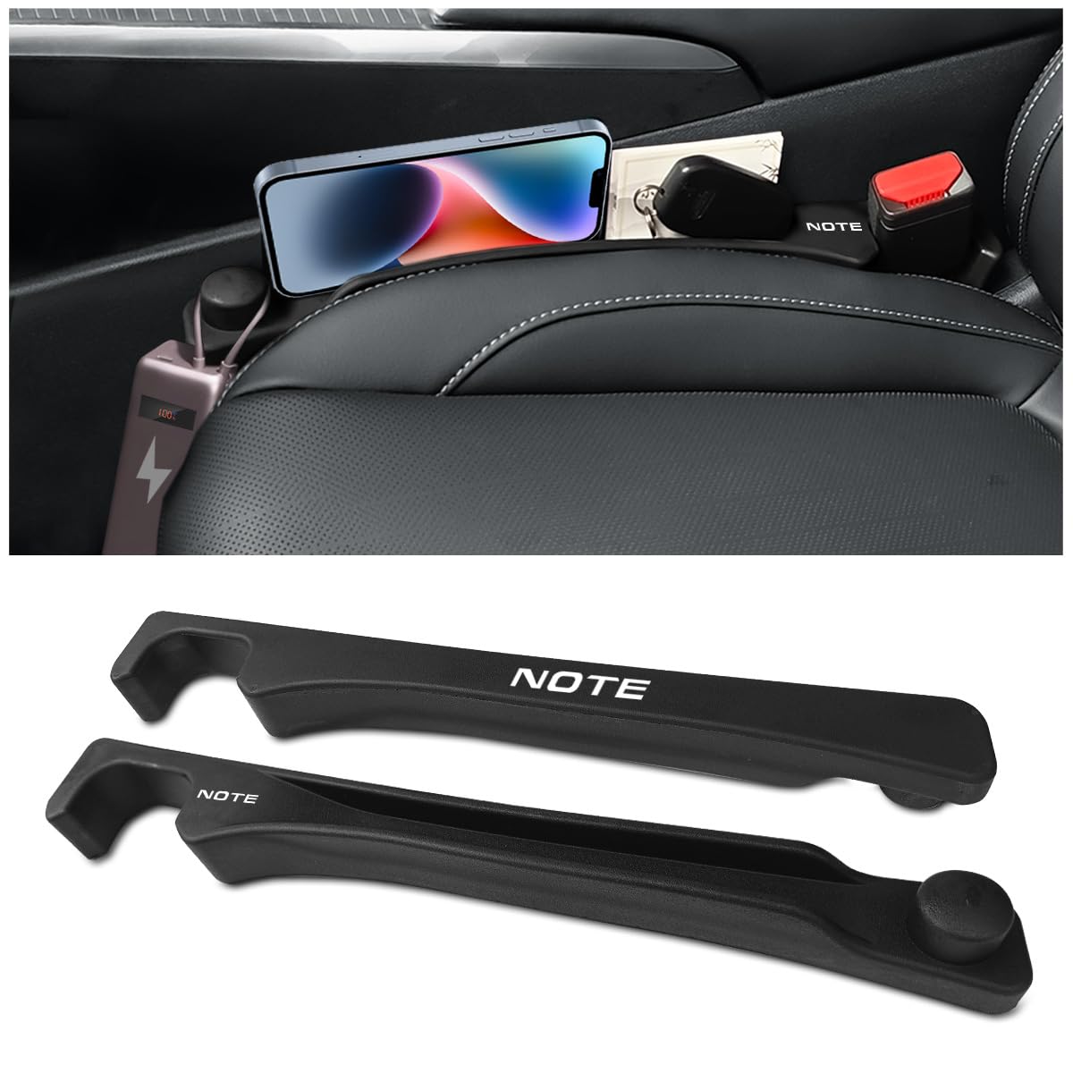 

Боковые подушки сиденья для Note и Note Симметричный логотип Предотвращает и поддерживает сиденье водителя и пассажира Внутренняя часть из полиуретана Упаковка двухсторонних Note, чёрный