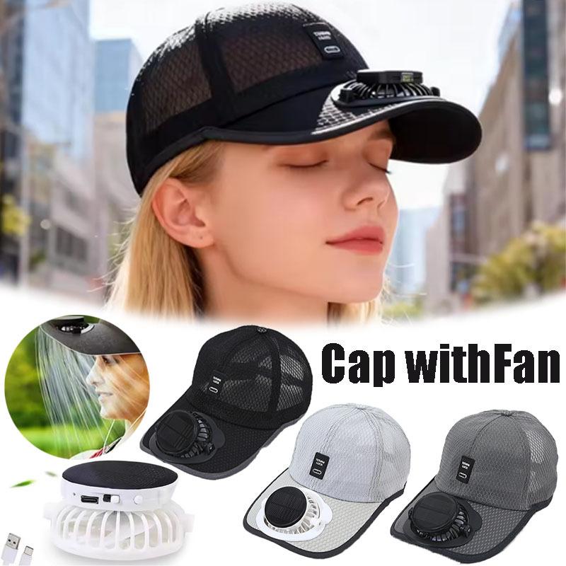 Summer Baseball Cap with Solar-Powered Fan and UV Protection for Outdoor Activities