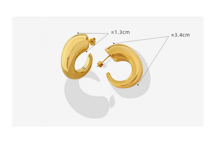 European Winter 18K Gold C-shaped Geometric Ear Cuff Earrings for Women, Titanium Steel Ear Jewelry