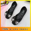 Square head shallow mouth bow fairy shoes 2025 spring and summer new shoes women's flat single shoes women