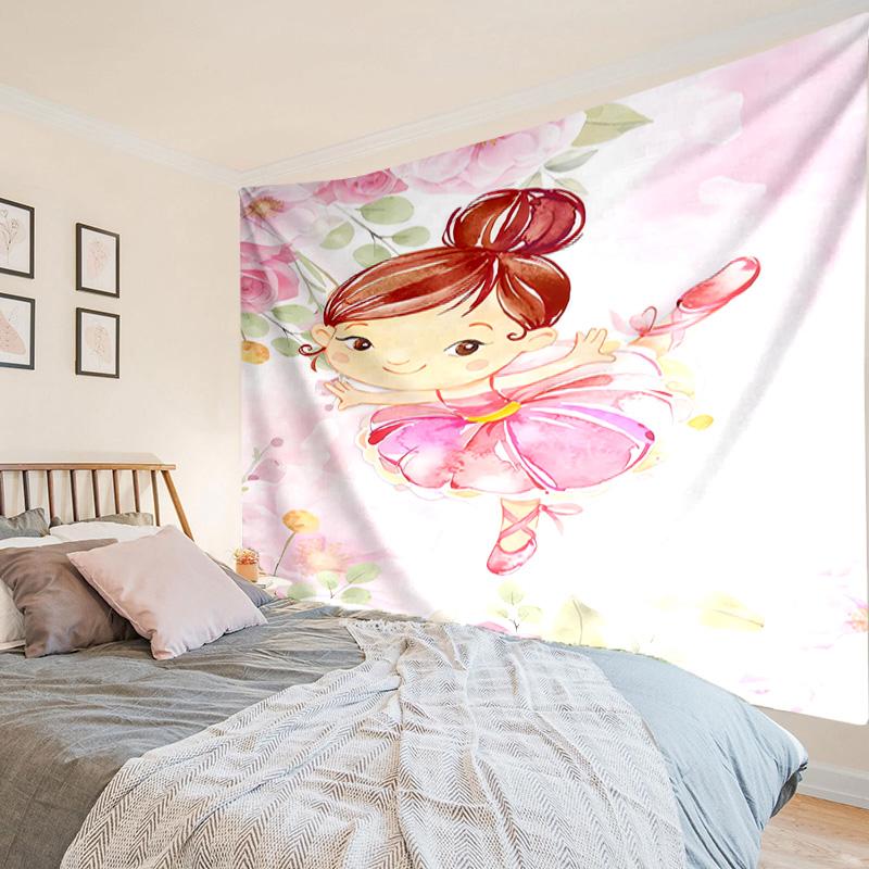Ballerina In Pink Flowers Tapestry, Unique Design Tapestry, Wall Decor for Bedroom,Livingroom, Playroom,Heartwarming Fan Holiday Gifts