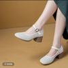 Spring and summer 2025 new Velcro one-word with women's shoes French retro light mouth thick heel comfortable single shoes hole shoes