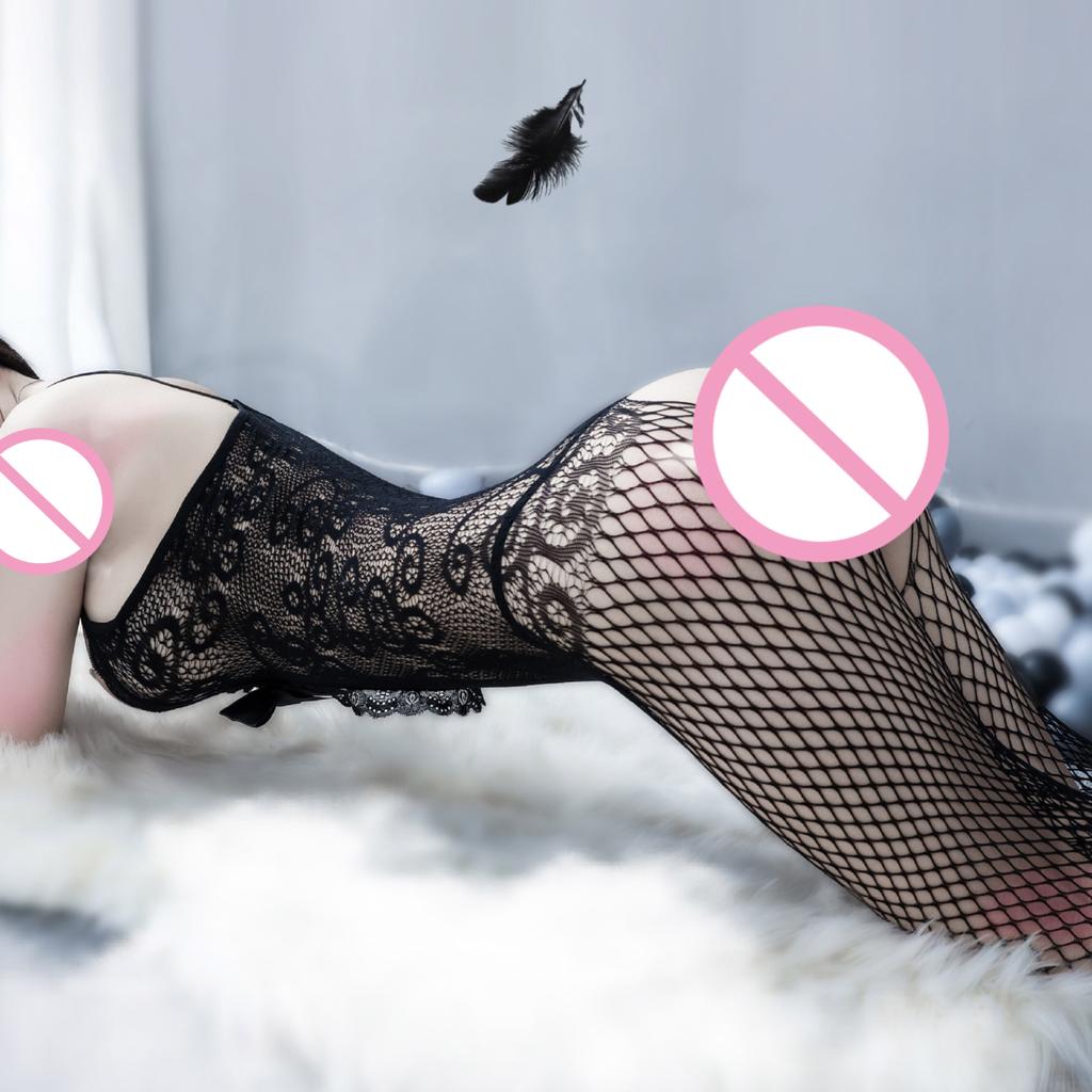 Sexy Lingerie See Through Bodysuits Women's Lace Bow Uniform Temptation Free off One-Piece Stockings Clothes For Sex