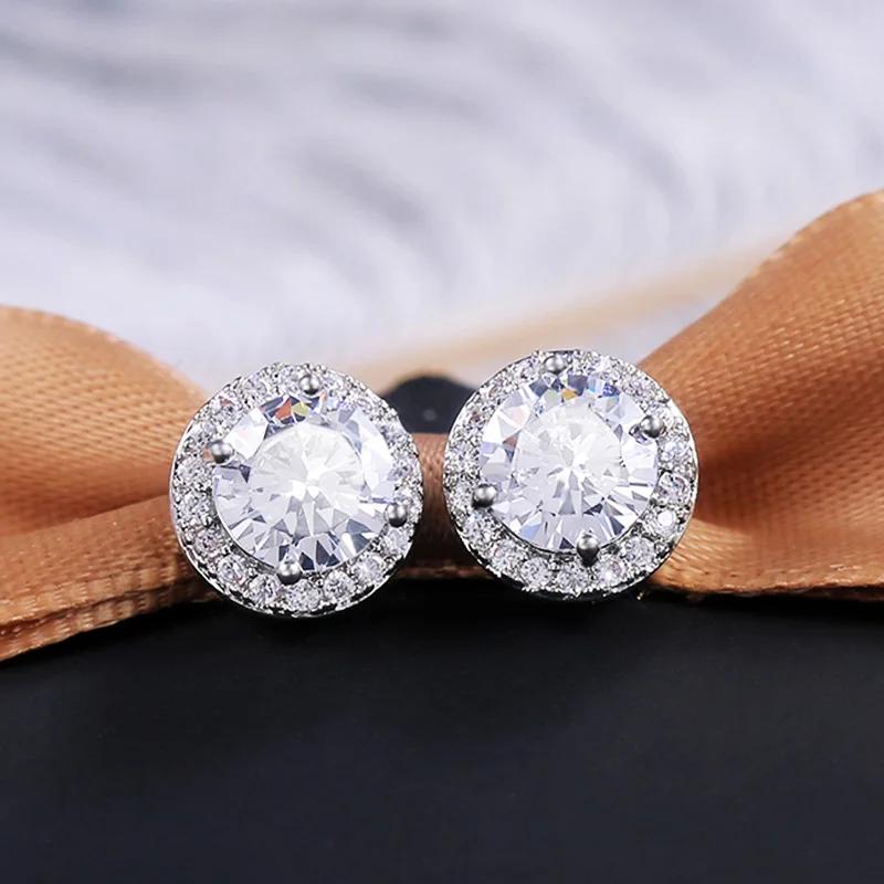 Huitan Luxury AAA CZ Stud Earrings For Women Romantic Elegant Female Daily Earrings 7 Colors Available Dropshipping