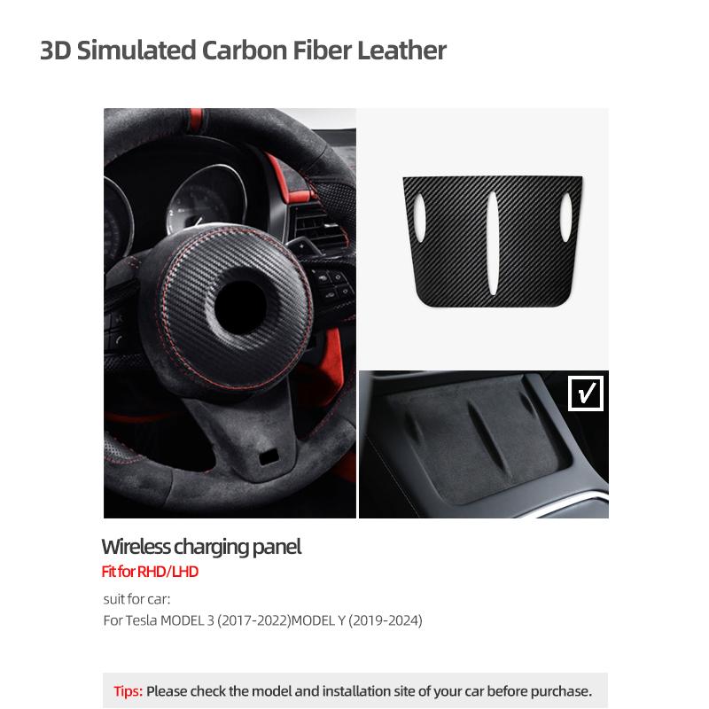 For Tesla 2018- Model 3 Highland Y Juniper Made of Alcantara Wireless Charge Panel Trim Sticker Cup Mat Car Interior Accessories