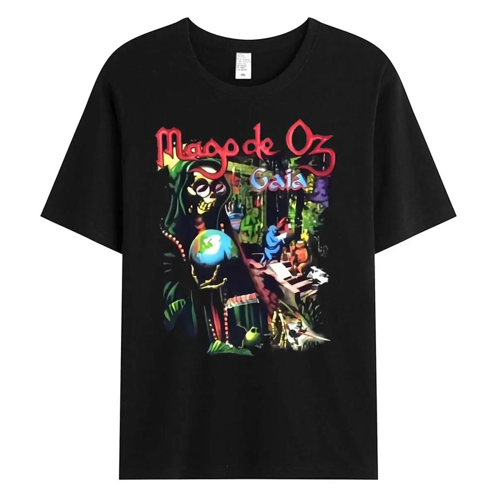 Vintage Mago De Oz Gaia Black Metalová Hudba Punková Kapela Španělský Folk Turné Tričko Krátký Rukáv Bavlněné Tričko Vintage Outfit Topy