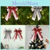 Holiday Festive Plaid Edge Bow With Black And White For Christmas Tree Decoration