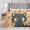 Cute Chococats Warm Soft Blanket Black Cat Students Plush Throw Blanket Street Trend Bedroom Flannel Bedspread Sofa Bed Cover