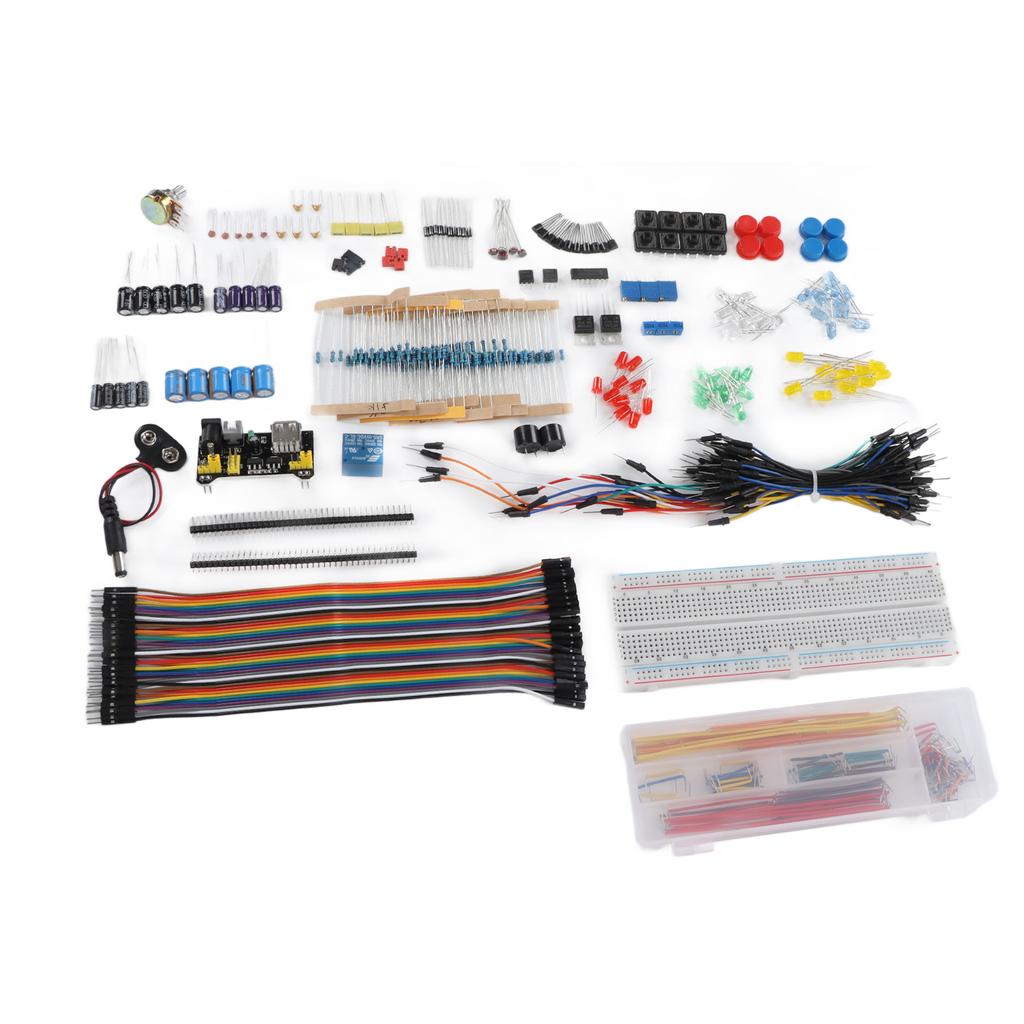 Kit asortiment de componente electronice DIY Modul de putere Rezistor Condensator Tranzistor Jumper Fires