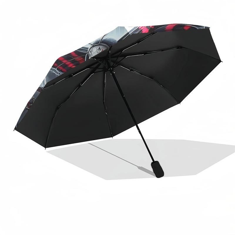 Red Rose Moth Automatic Folding Umbrella: Stylish Design with 8-Bone Frame, Perfect for Travelers and Daily Use - Ideal Gift for Fans and Oc