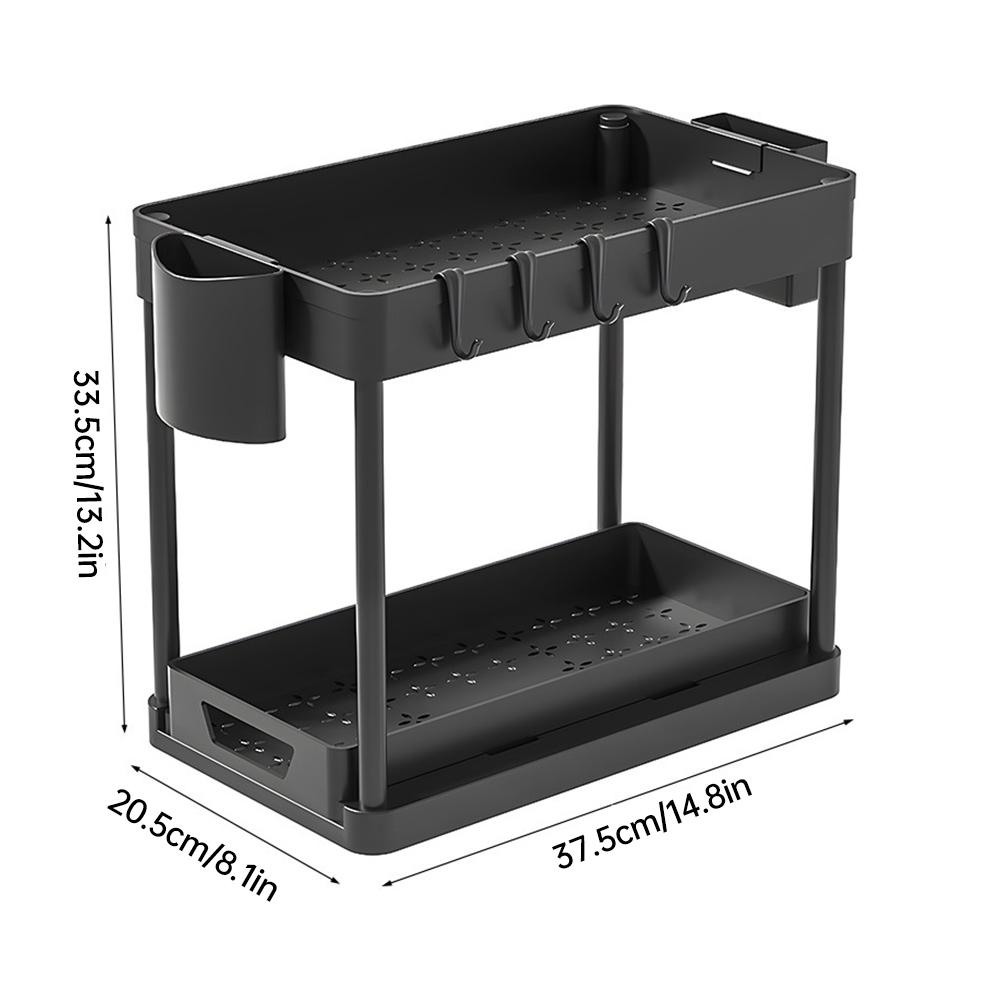 Under Sink Organizer and Storage Rack Table Single Pull-out Storage Rack Bathroom Storage Rack Tiered Shelf Kitchen Storage Rack