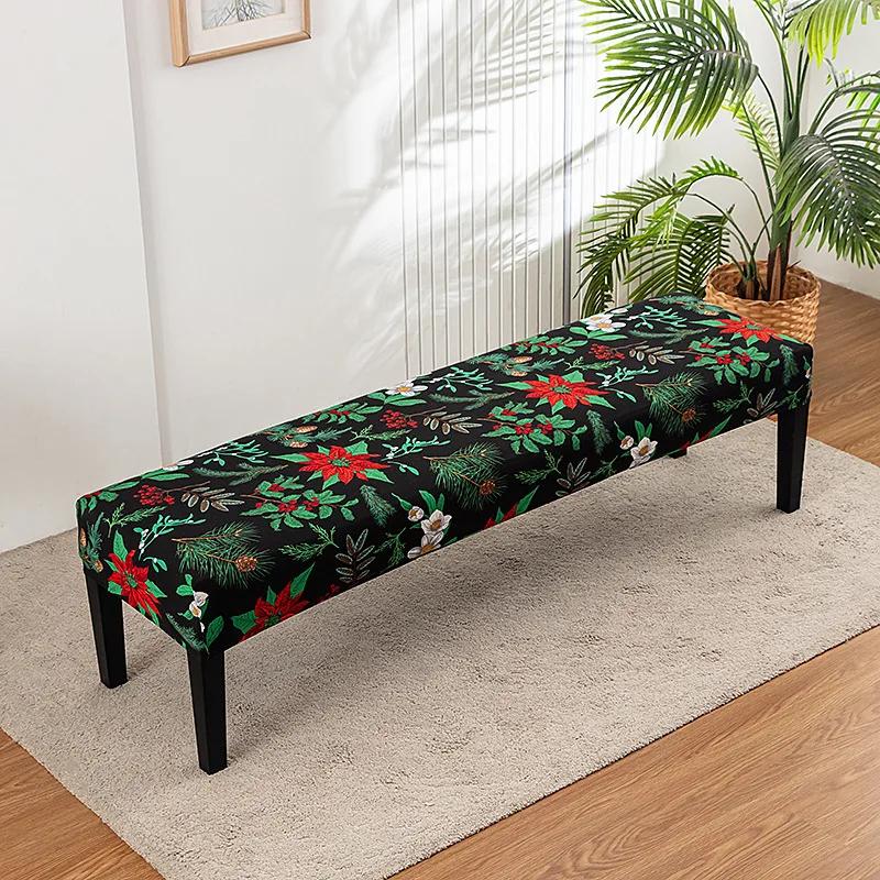 Stretch Piano Stool Covers Floral Printed Long Bench Cover Anti-dirty Ottoman Protector Dining Chair Slipcover Living Room