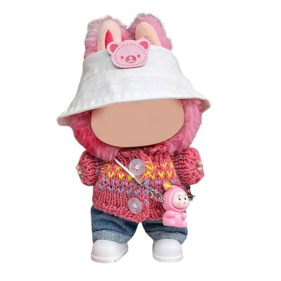 Doll Clothes Set Stylish Overalls Knitted Sweater Outfit for 15-17cm Dolls Fashionable Dress Up